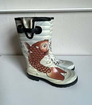 Chooka Koi Fish Print Rubber Rain Boots